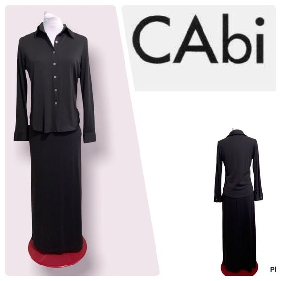 CAbi Dresses & Skirts - CABI 2 Piece Outfit Blouse and Maxi Skirt with slit on side black size small